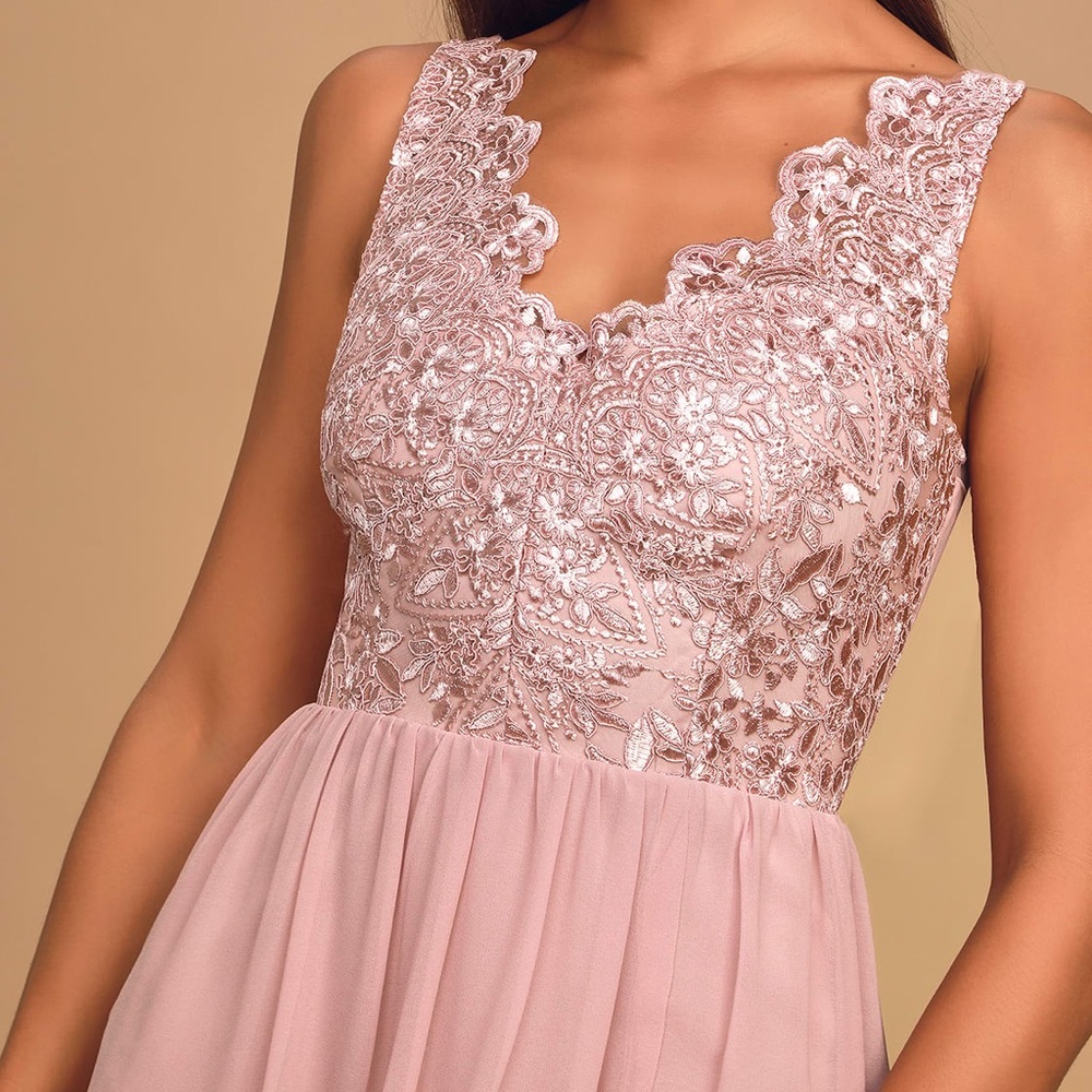 Lulu’s Dusty Lavender Embroidered Maxi Dress - Picture 5 of 10